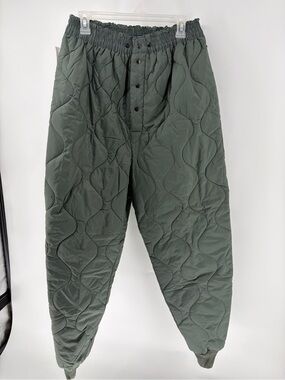 Vintage 1999 USGI USAF CWU-9/P Quilted Flight Liner Trousers Large Green